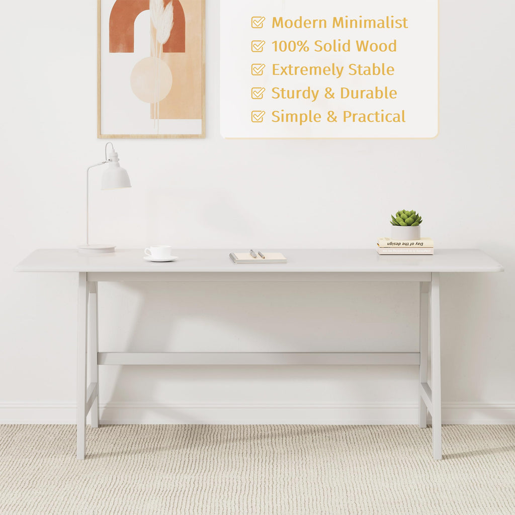 IOTXY Solid Wood Writing Table - 60" W Minimalist PC Computer Desk, Oak