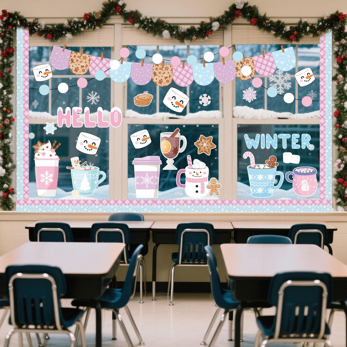 Funrous 71 Pcs Winter Bulletin Board Set Holidays Around The World