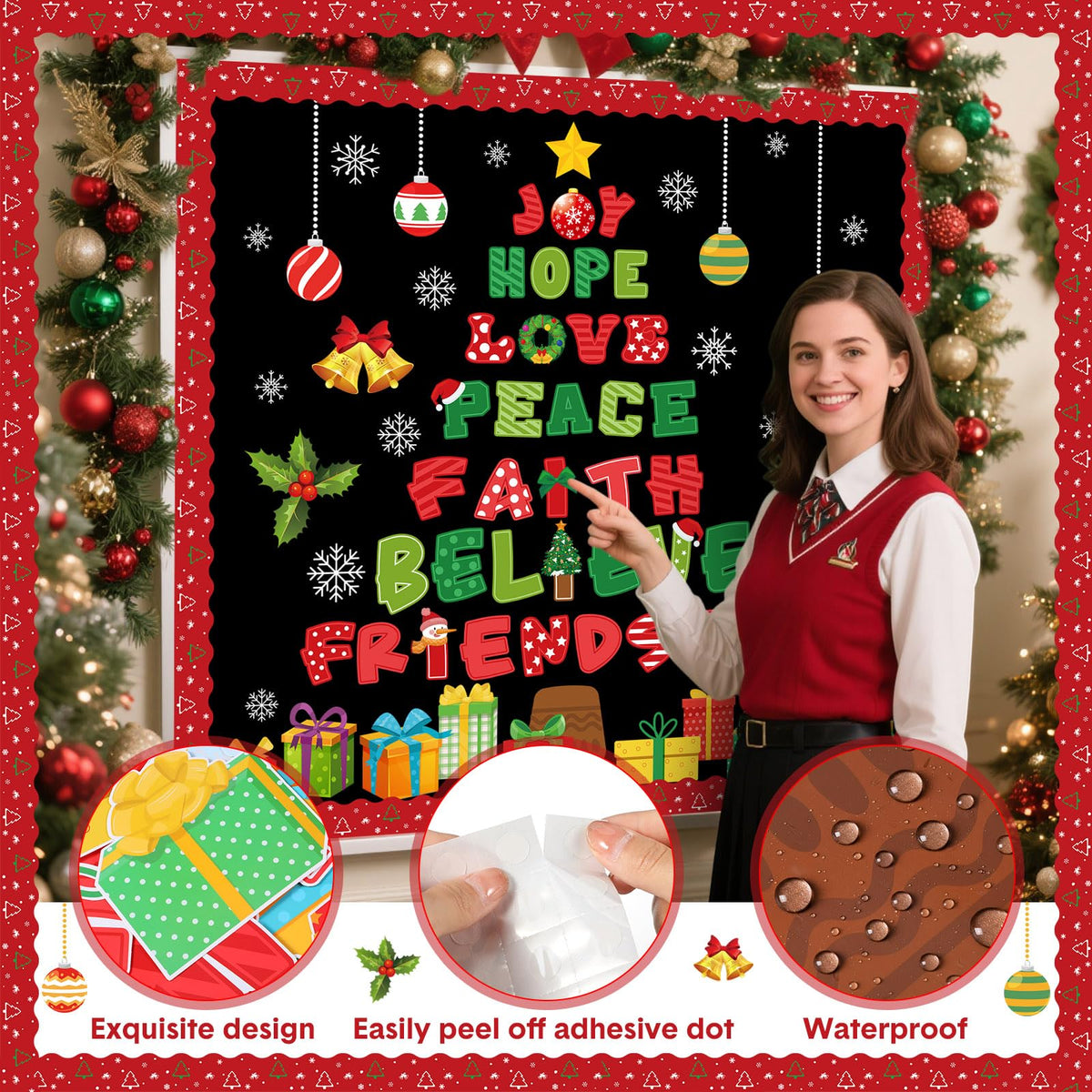 Funrous 71 Pcs Winter Bulletin Board Set Holidays Around The World