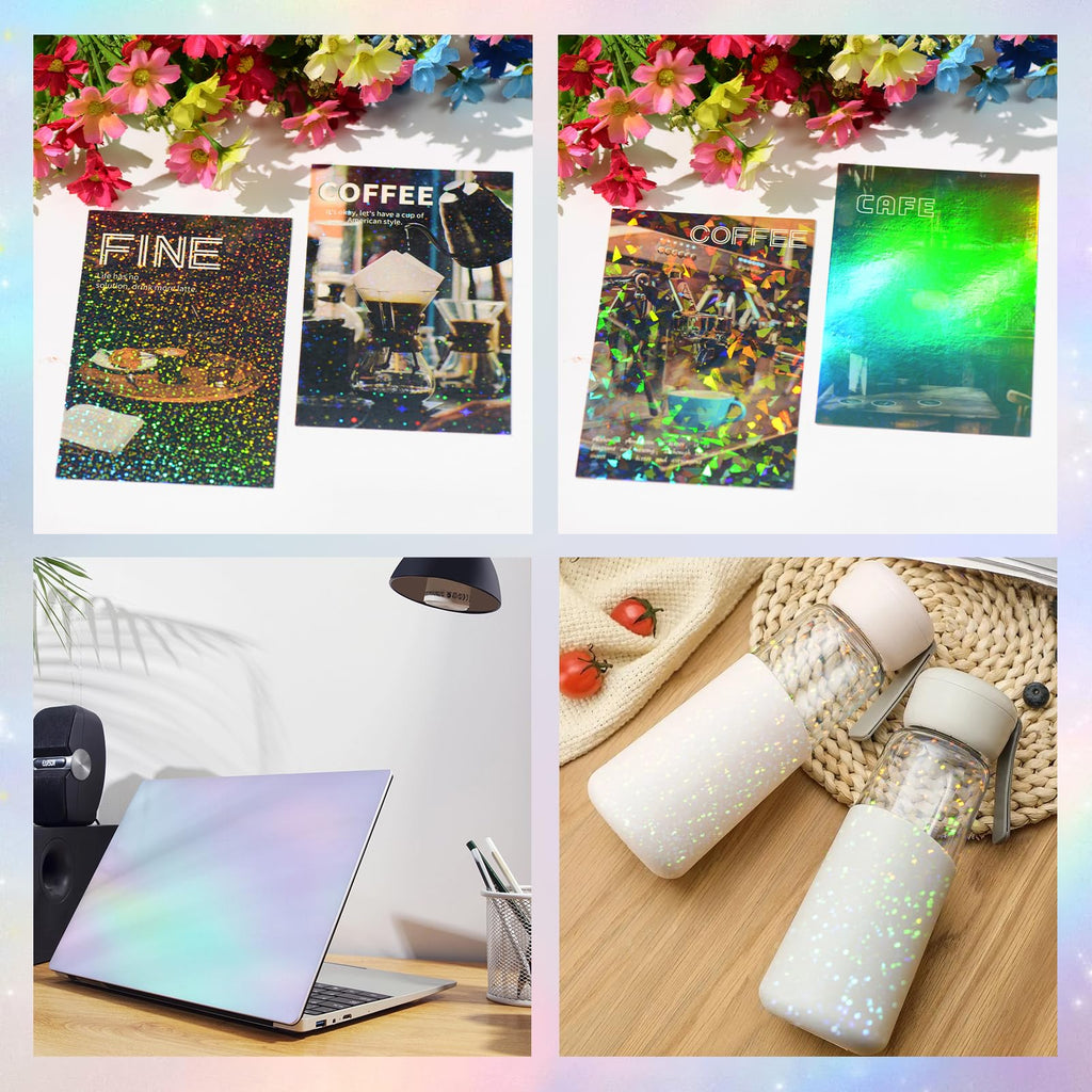 36 Sheets Holographic Laminating Sheets Clear Self Adhesive Sticker Paper