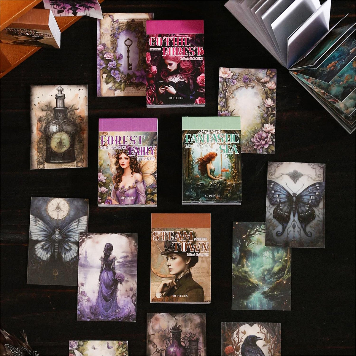 60PCS Twilight Forest Washi Stickers, Mystical Woodland Scenes for Journals, Scrapbooking, DIY Crafts and Gift Wrapping