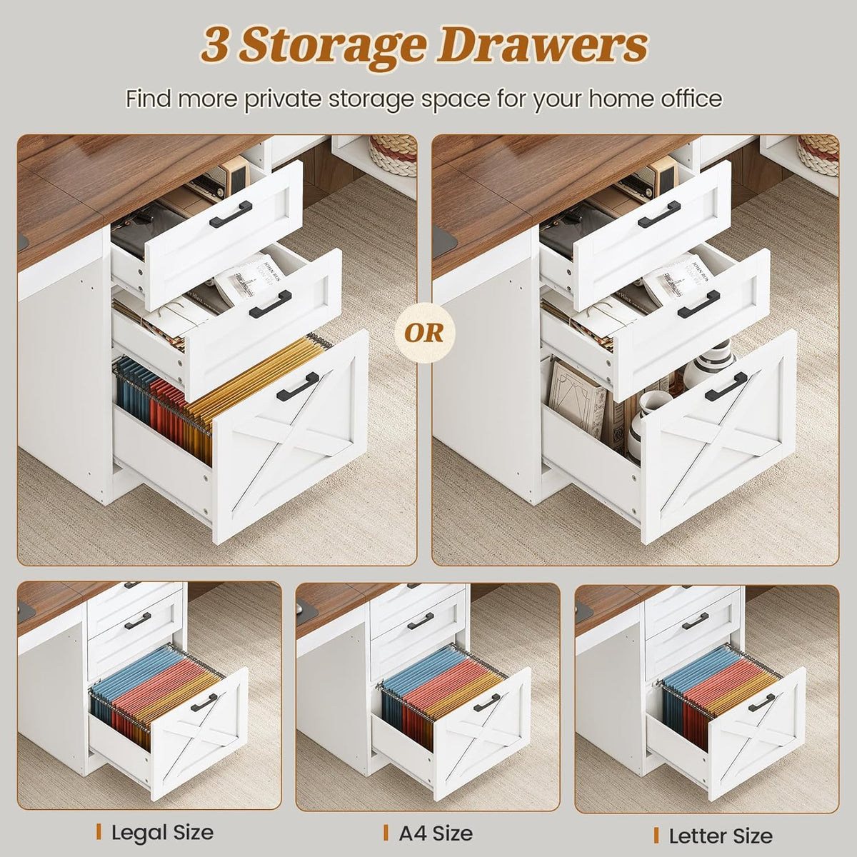 SEDETA 96.5-Inch Two-Student Desk with Drawers