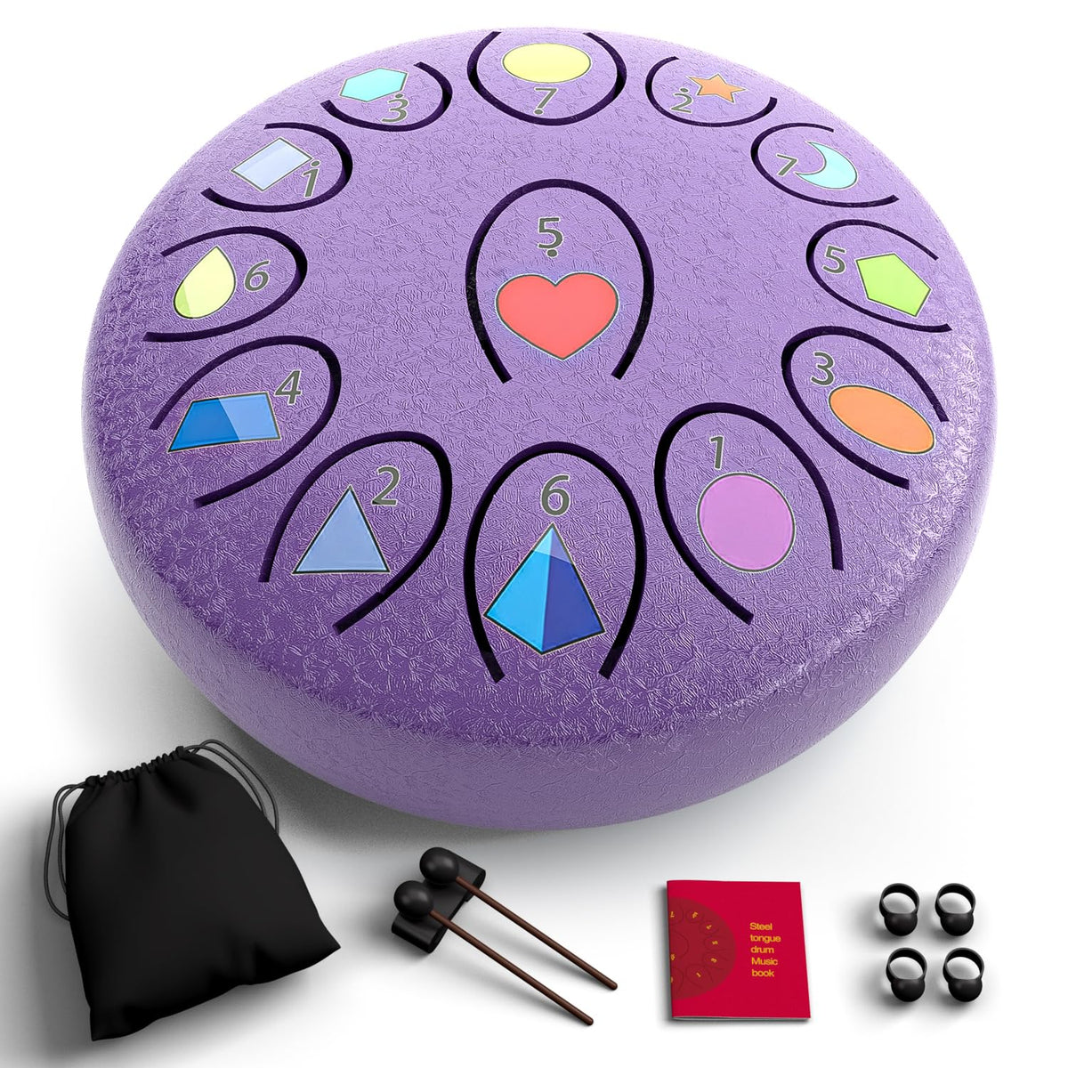 Ironkoi 6.8" Steel Tongue Drum — 13-Note Rain Drum with UV Printed Notes