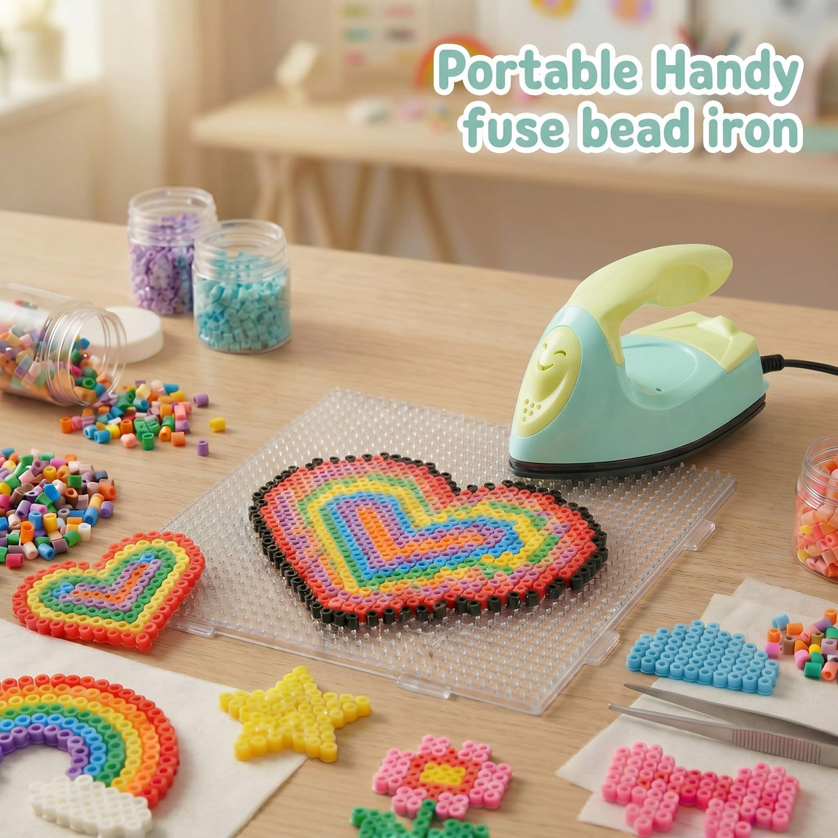 Honoson Mini Iron for Craft Small Iron on Patch Fuse Bead, Mint Green