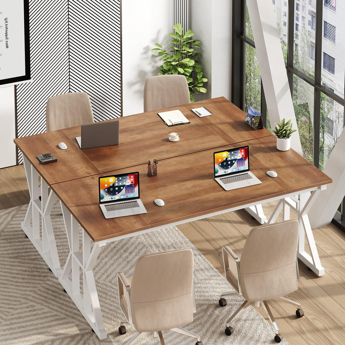 63" Large Computer Desk with Thickened Frame for Home Office, Living Room