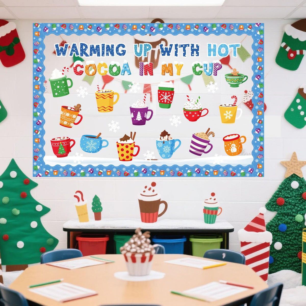 Funrous 71 Pcs Winter Bulletin Board Set Holidays Around The World