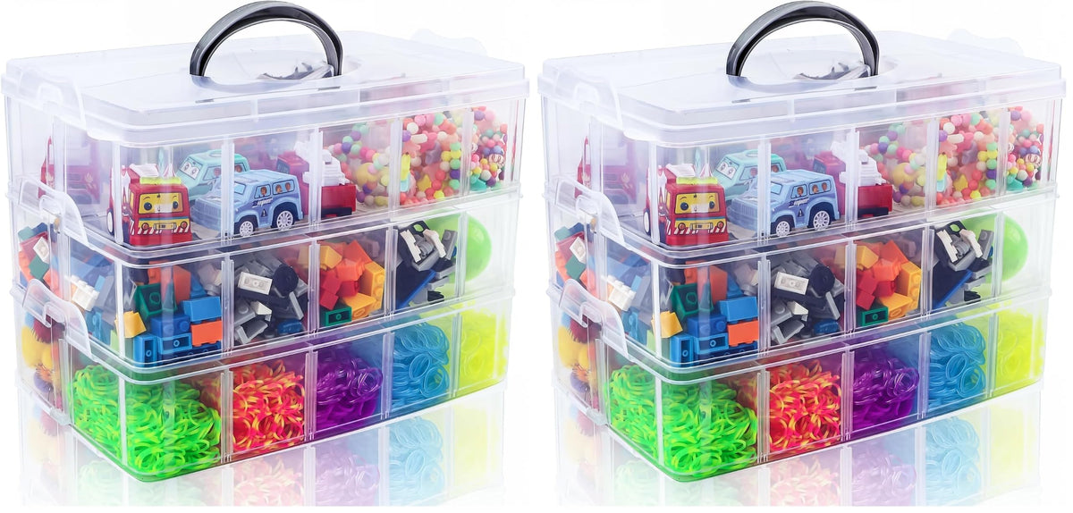 Bead Organizer 3 Tier 30 grid Stackable Craft Tackle Storage Container