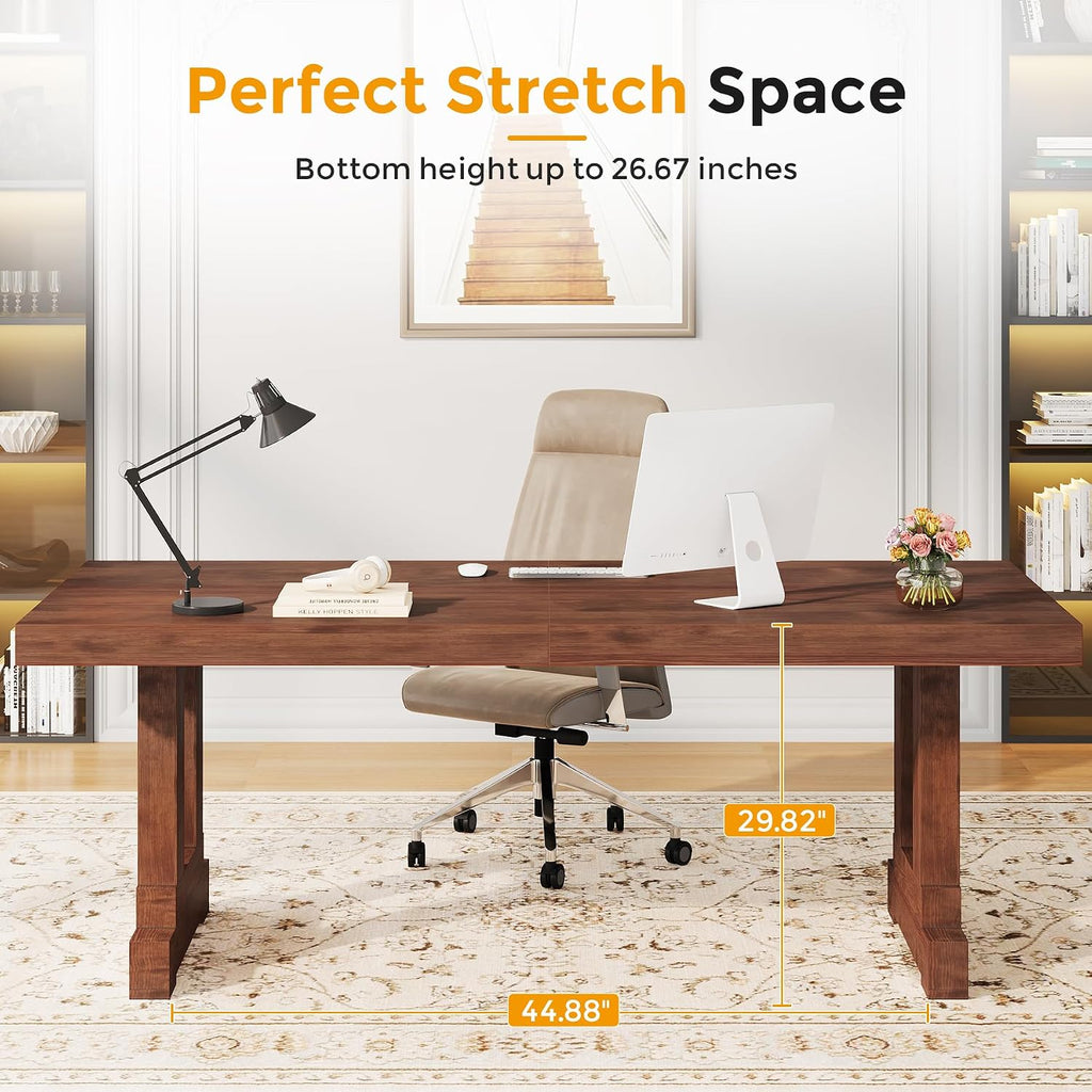 Condemo 63-Inch Solid Pine Student Desk, Dark Walnut