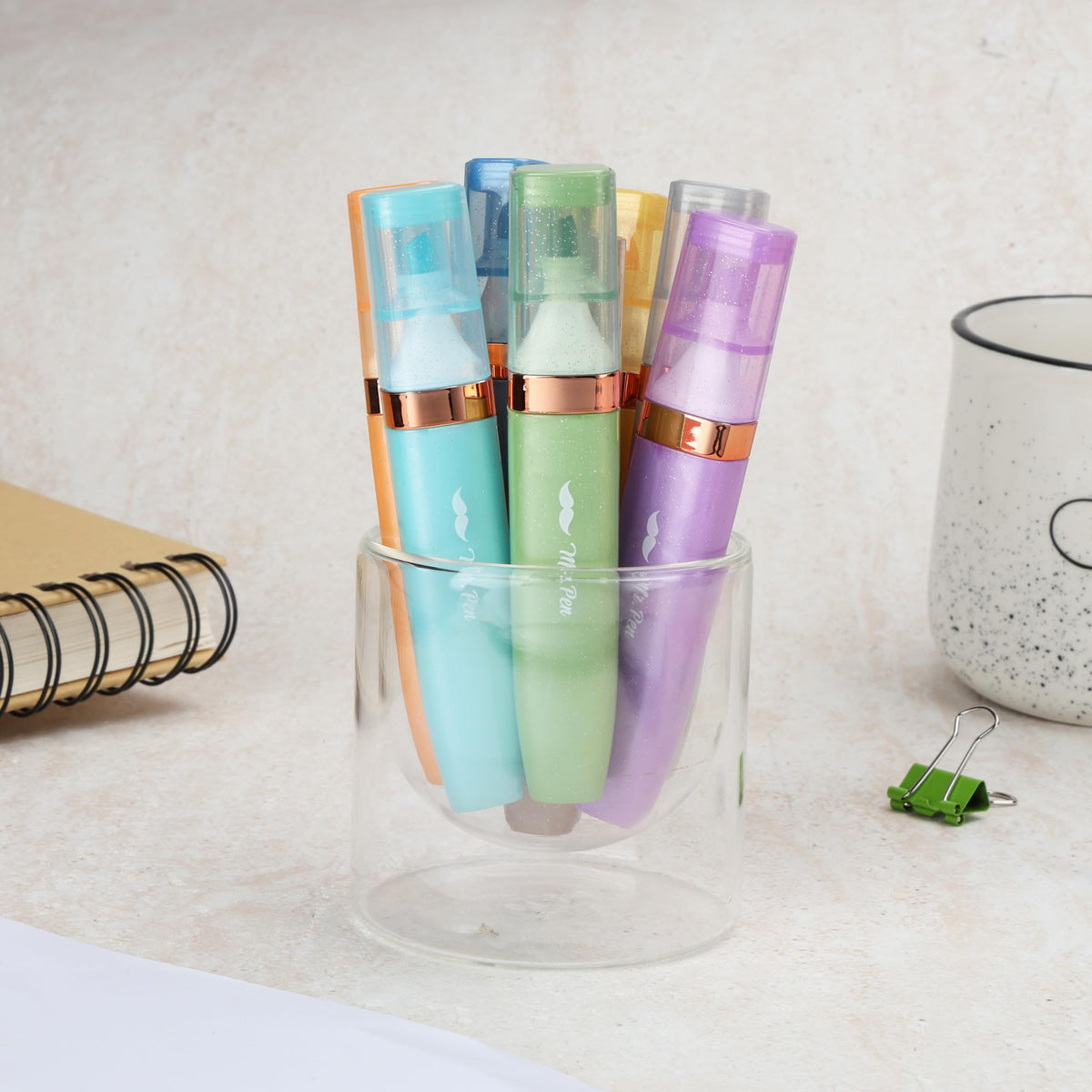 Mr. Pen- Glitter Highlighters, 8 Pack, Pastel & Metallic Colors