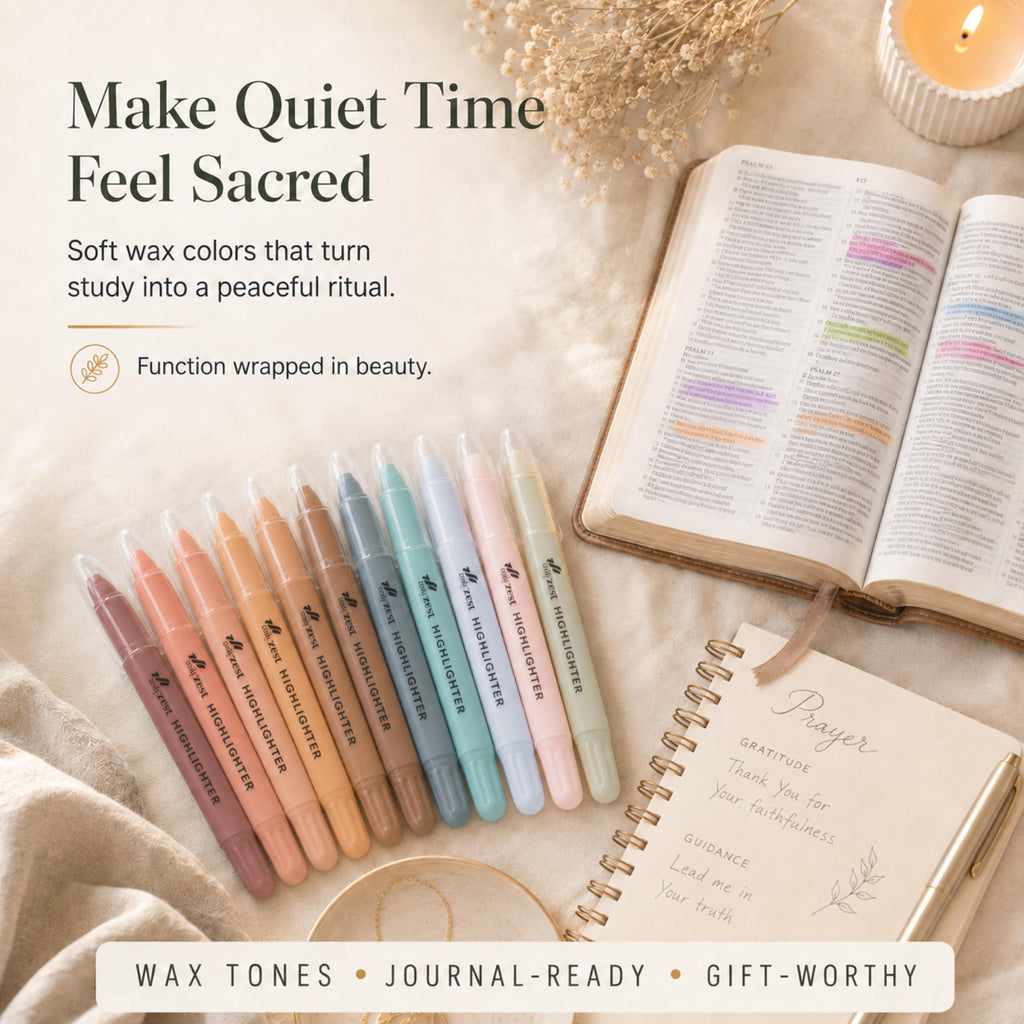 10 Pack Bible Safe Highlighters - Pastel Color, Wax Highlighters