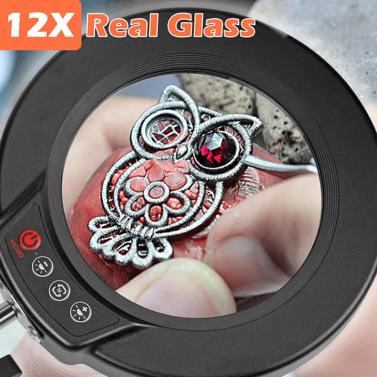 30X 12X Square Magnifying Glass with Light and Clamp, 36'' Ultra Long Lamp