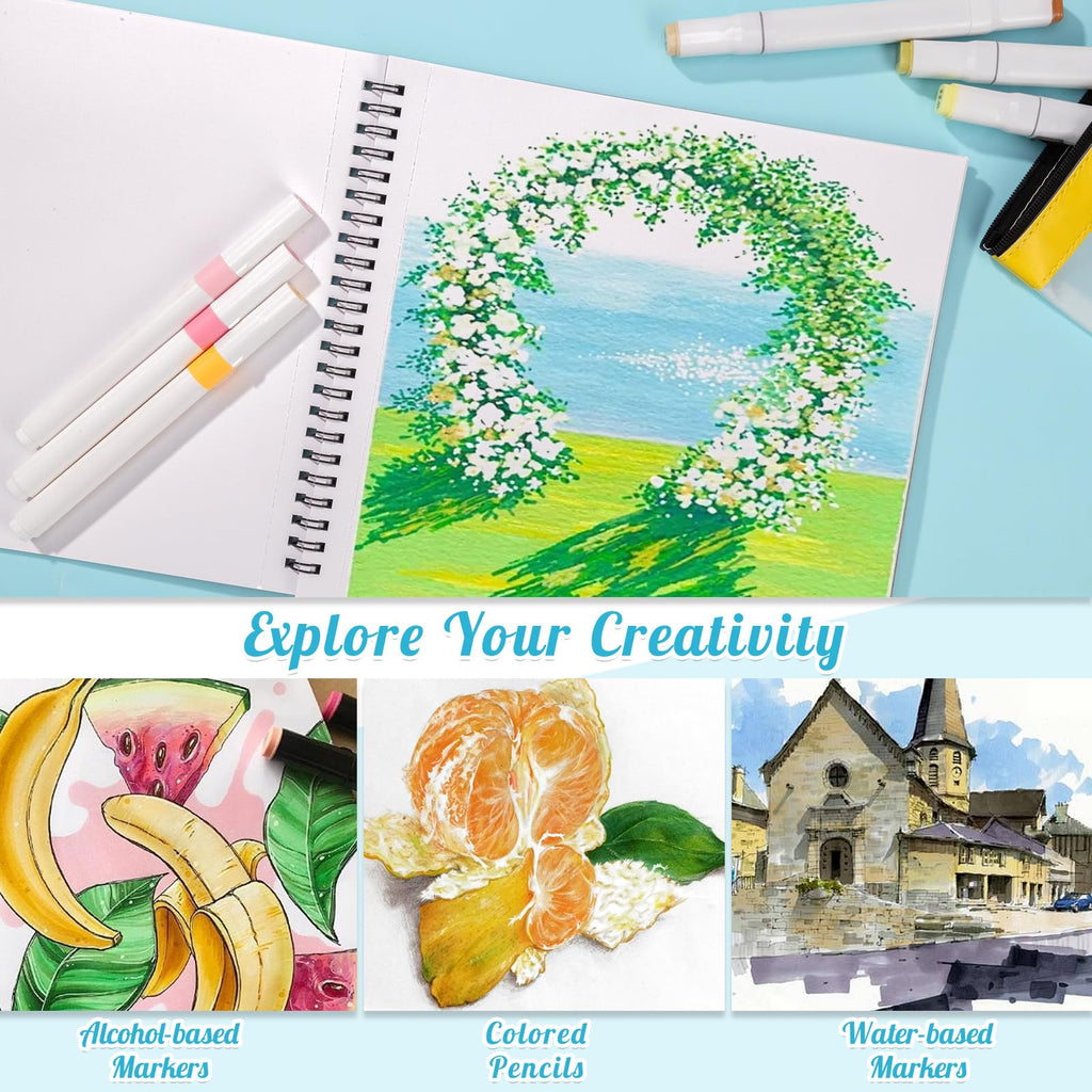 50 Sheets Marker Paper Pad, 7.6 × 7.6 in, 120gsm Alcohol Marker Paper