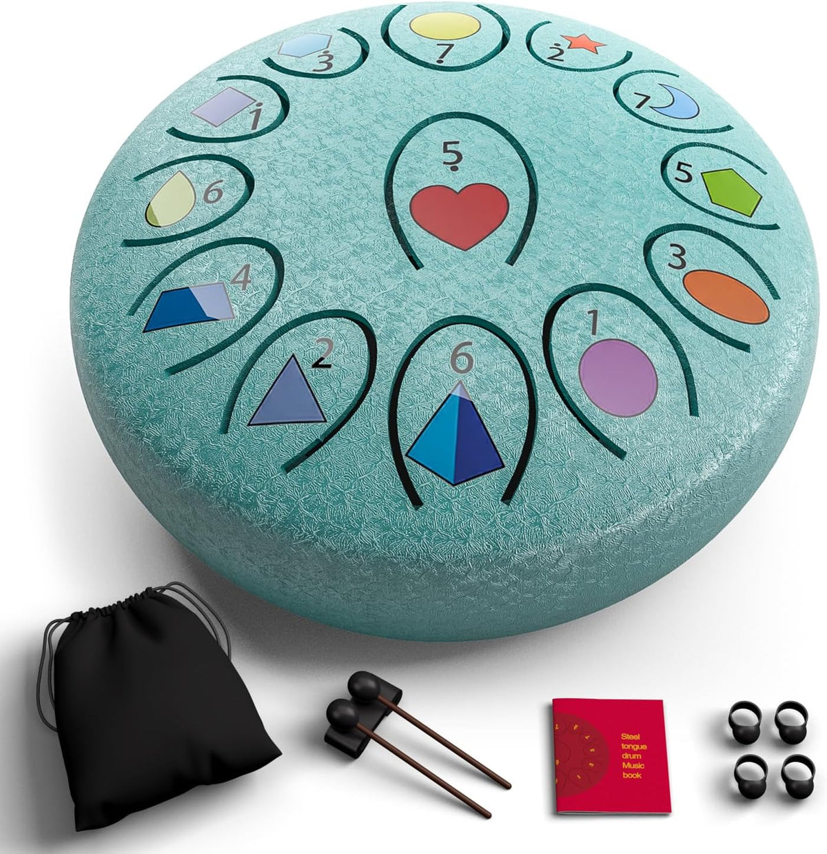 Ironkoi 6.8" Steel Tongue Drum — 13-Note Rain Drum with UV Printed Notes