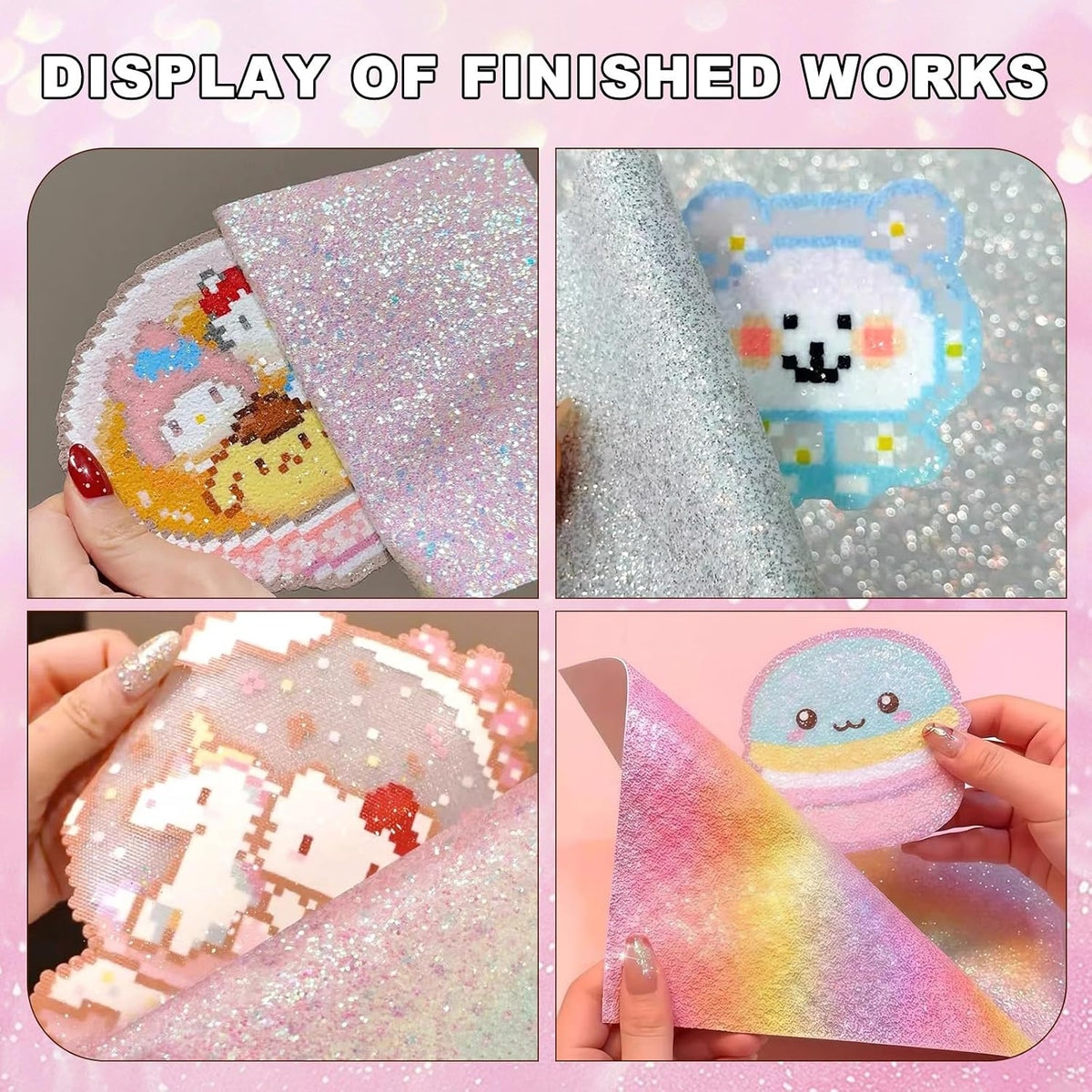 6 Sheets Rainbow Glitter Iron Paper for Perler Beads 7.8x6 Inch