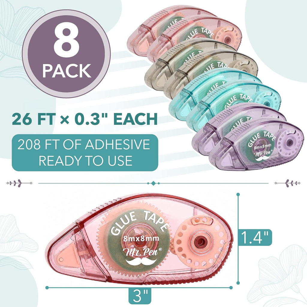 Mr. Pen- Scrapbook Tape, 0.31 in x 26 FT, 8 Pack, Double Sided Tape Roller