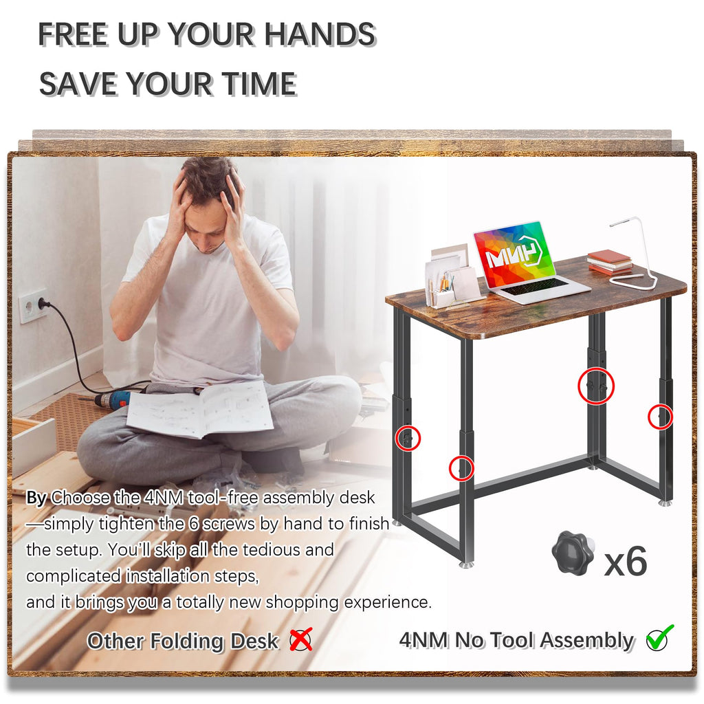 4NM 27.5-Inch Folding Student Desk with Wheels