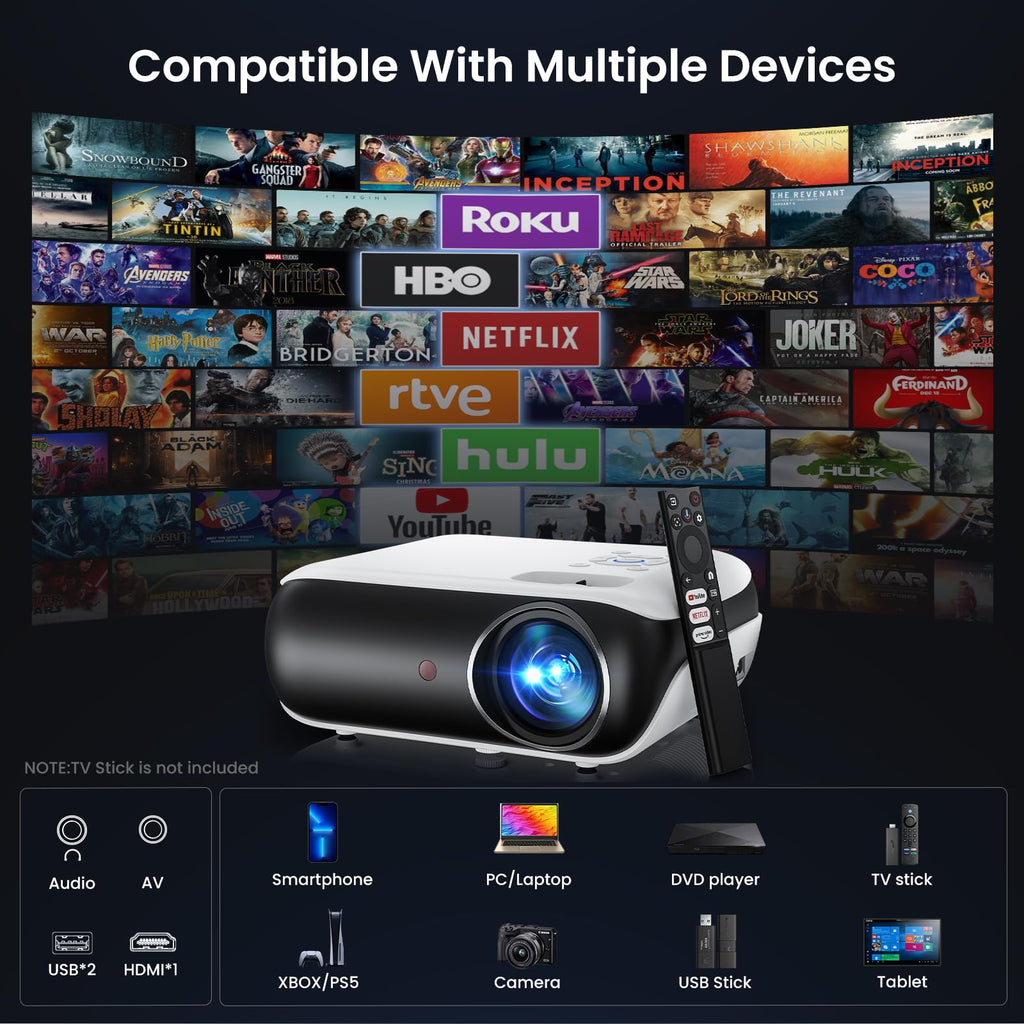 HAPPRUN Native 1080P Bluetooth Projector - Standard