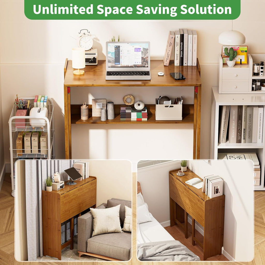 Dezyfurni Bamboo Folding Student Desk with Storage
