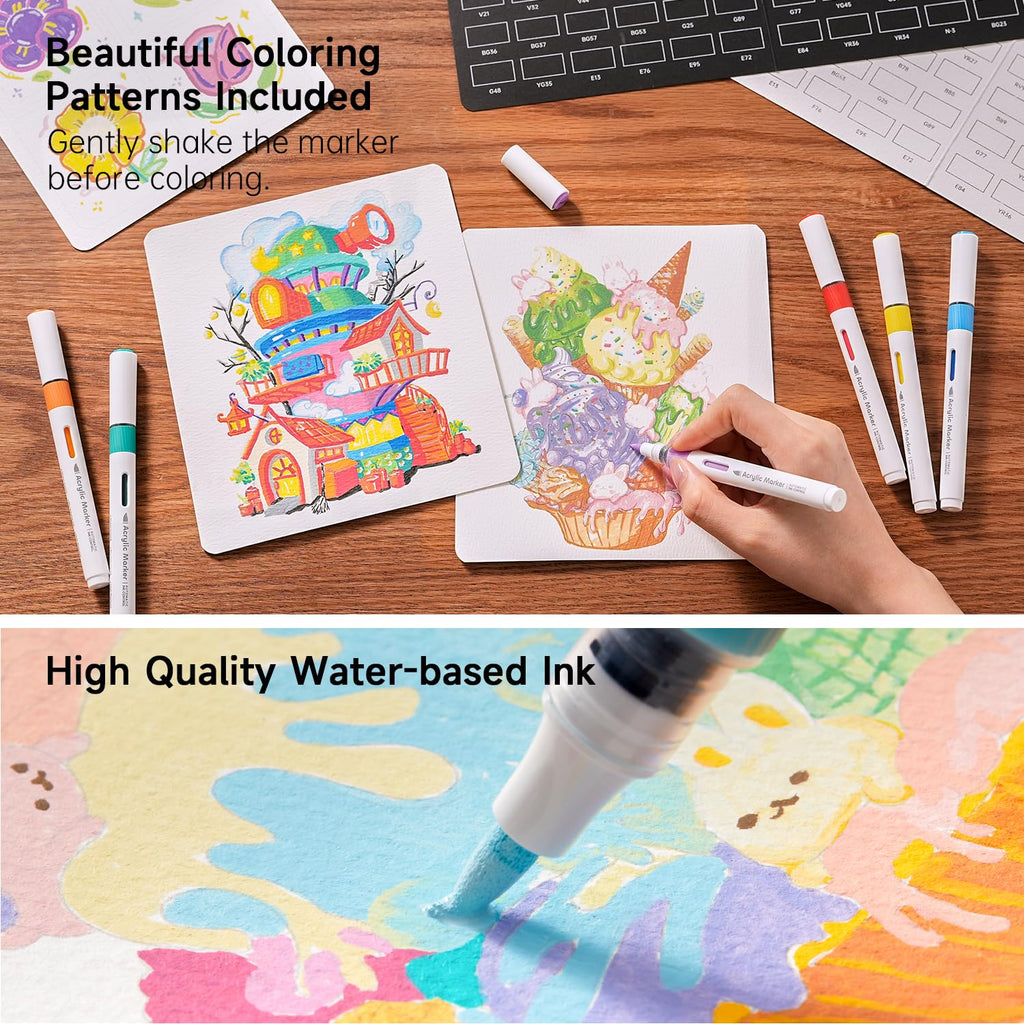Shuttle Art 96 Colors Dual Tone Refillable Acrylic Markers with 100 Refills