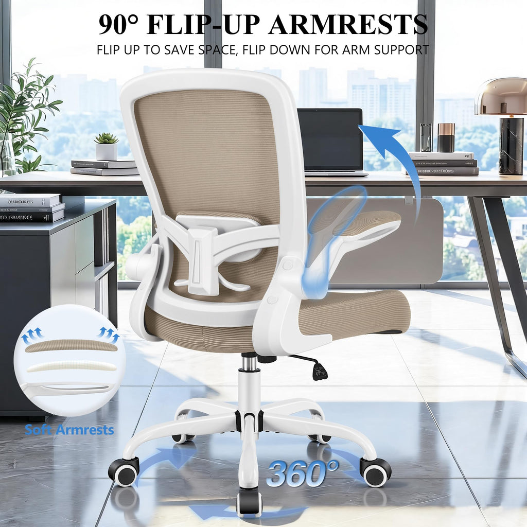 FelixKing Office Chair, Ergonomic Desk Chair Breathable Mesh Chairs Adjustable High Back Lumbar Support Flip-up Armrests, Executive Rolling Swivel Comfy Computer Chairs Home Office Black