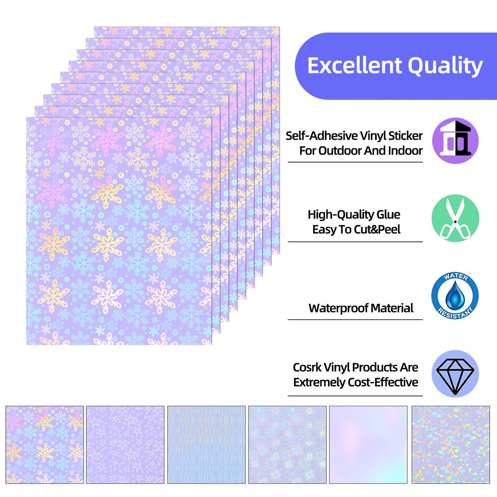 36 Sheets Holographic Laminating Sheets Clear Self Adhesive Sticker Paper