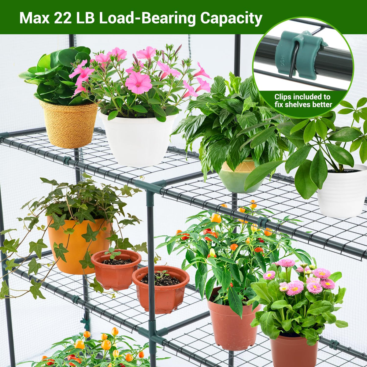 Ohuhu Plastic Greenhouse with 3–4 Tiers, Up to 22.56 Sq Ft