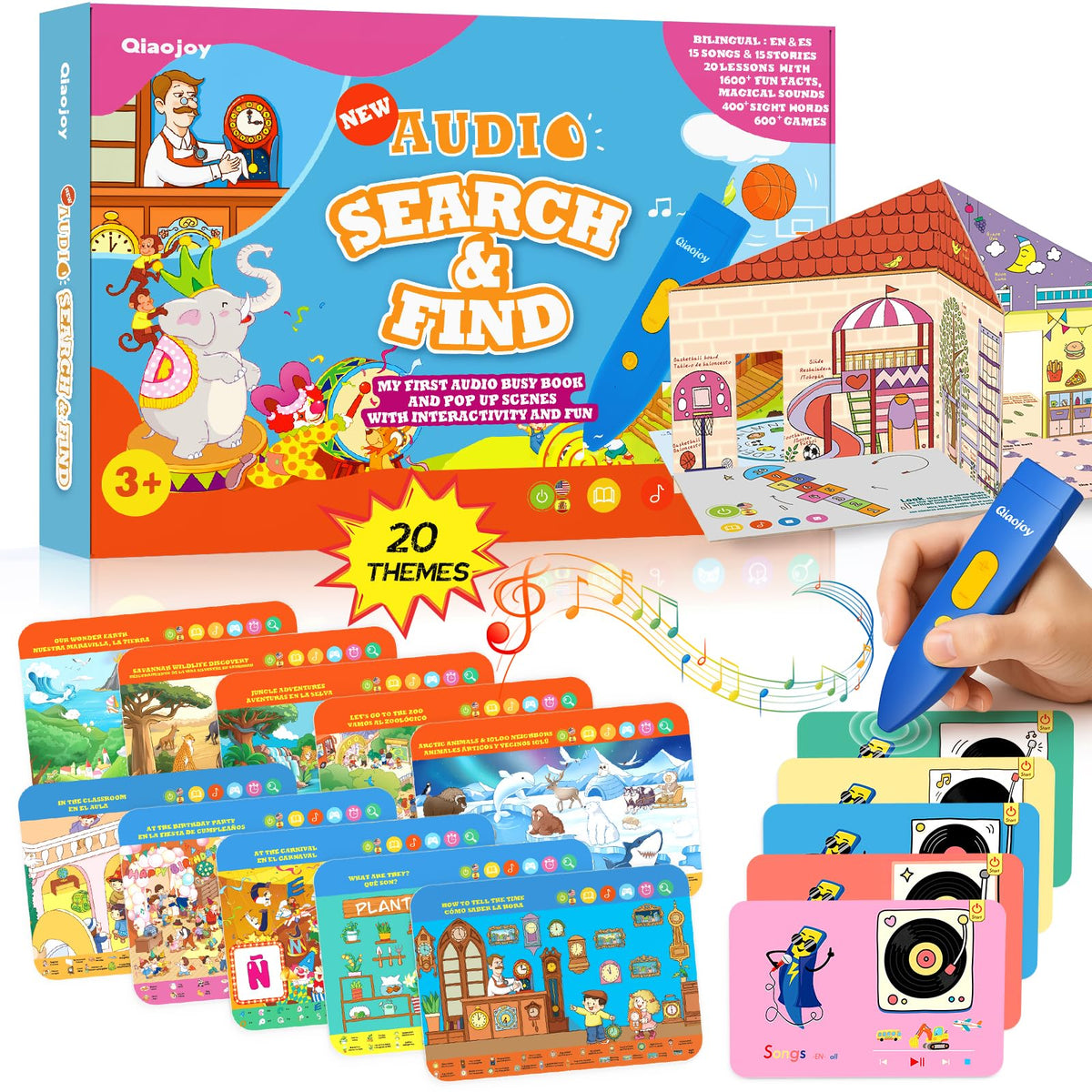 Qiaojoy Bilingual Interactive World Map for Kids Learning Educational Toy
