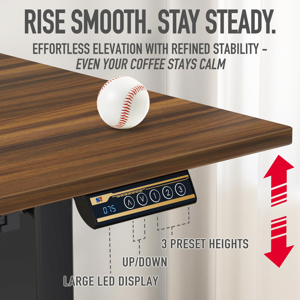 SHW 55 x 28 Electric Height Adjustable Standing Desk w/Drawer, White