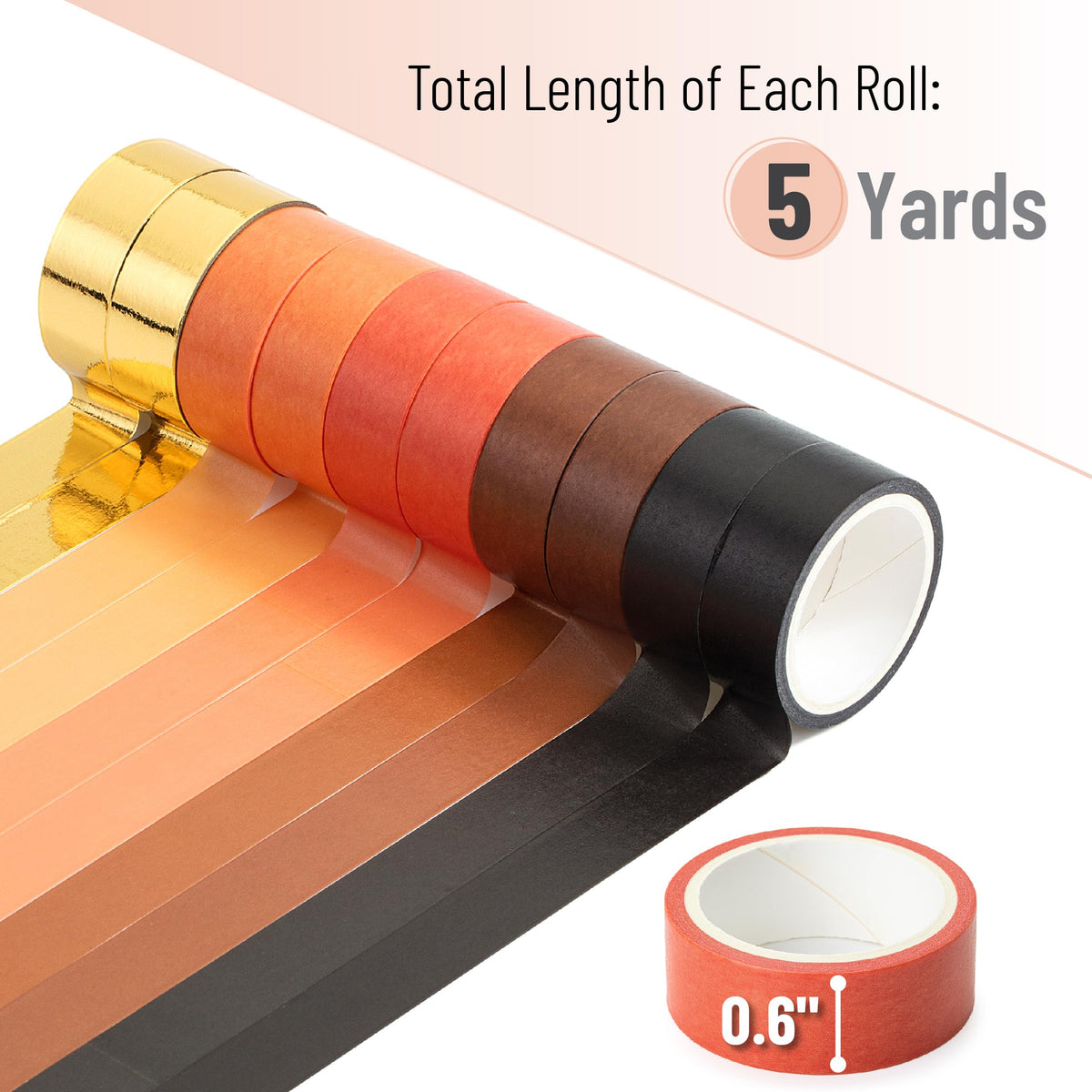 Mr. Pen- Washi Tape Set, 10 Rolls, 5.5 Yards/Roll