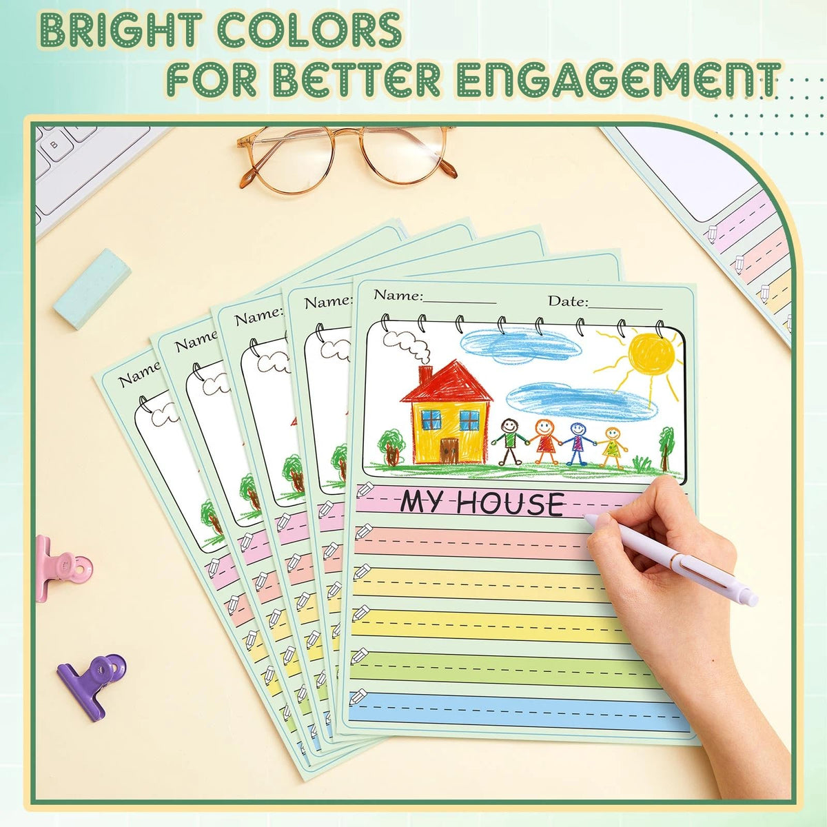 AmazingSpark Raised-Line Handwriting Paper, Letter Size