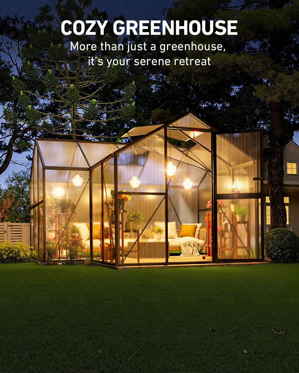 Windproof Tunnel Greenhouse with Thermometer (Multiple Sizes)