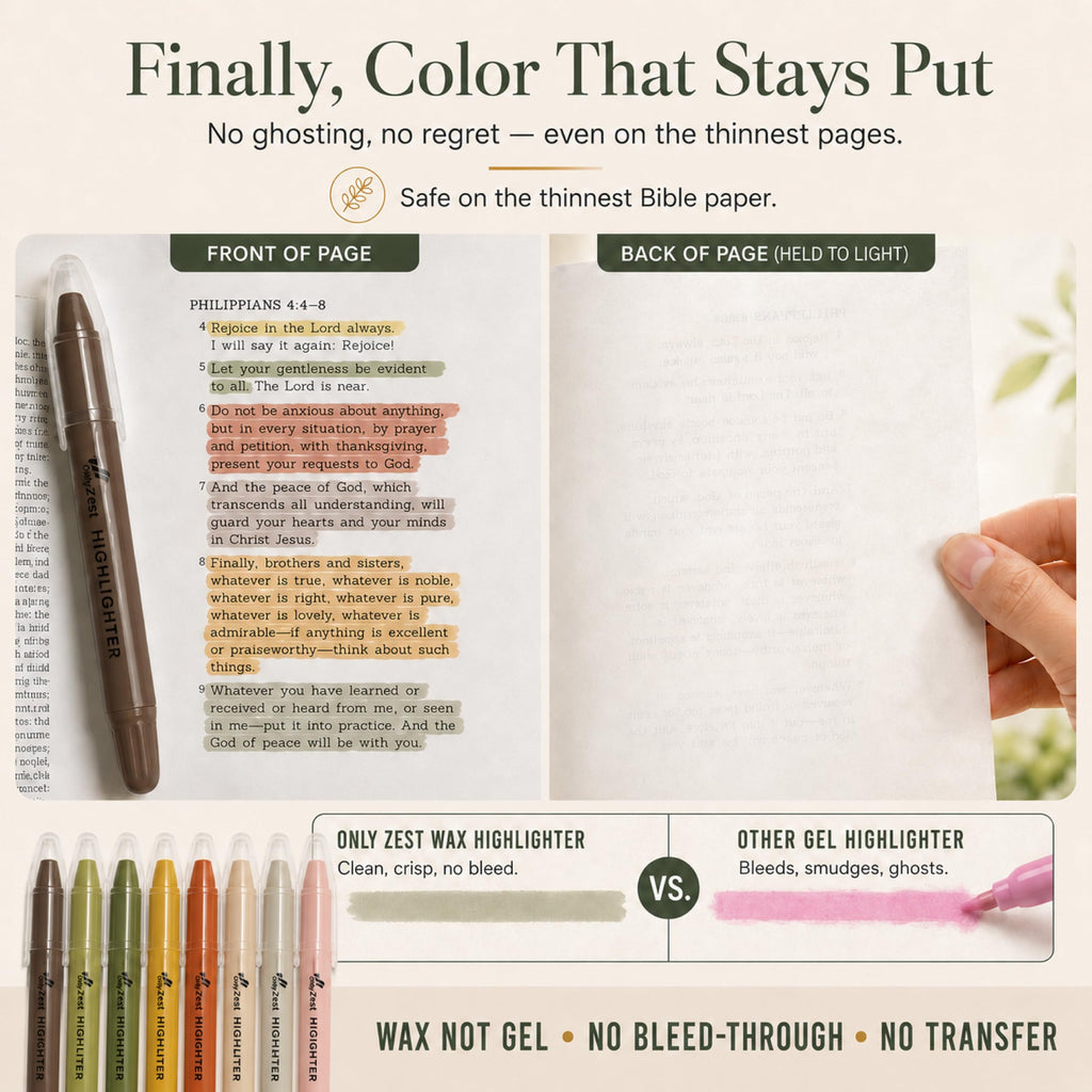 10 Pack Bible Safe Highlighters - Pastel Color, Wax Highlighters