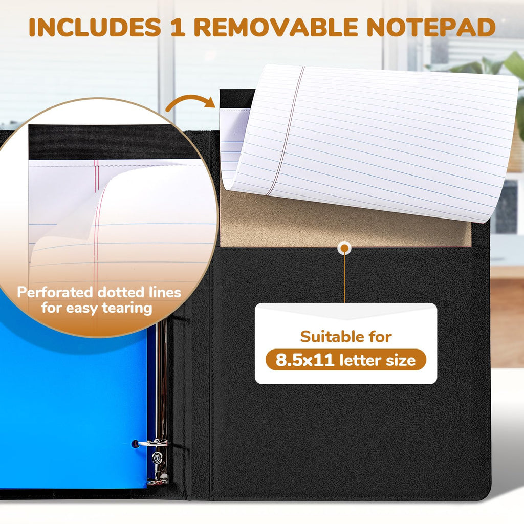 JoyCat 3 Ring Binder Clipboard with Storage, 5 Folders, Dark Blue