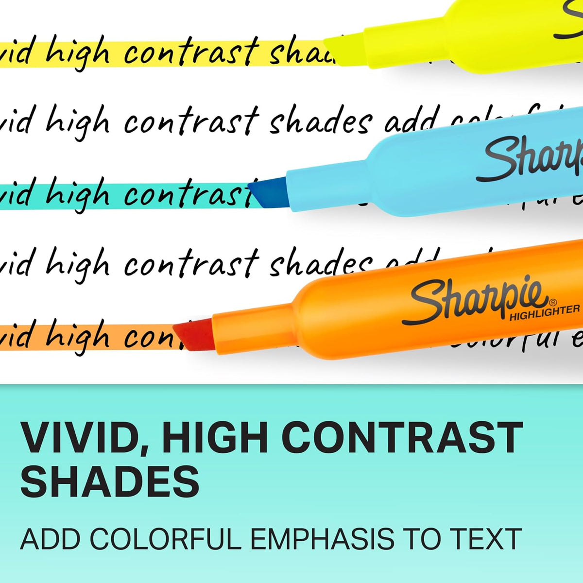 Sharpie Accent Tank-Style Highlighters, Assorted Colors, 4 Count - Back to School, Desk Supplies