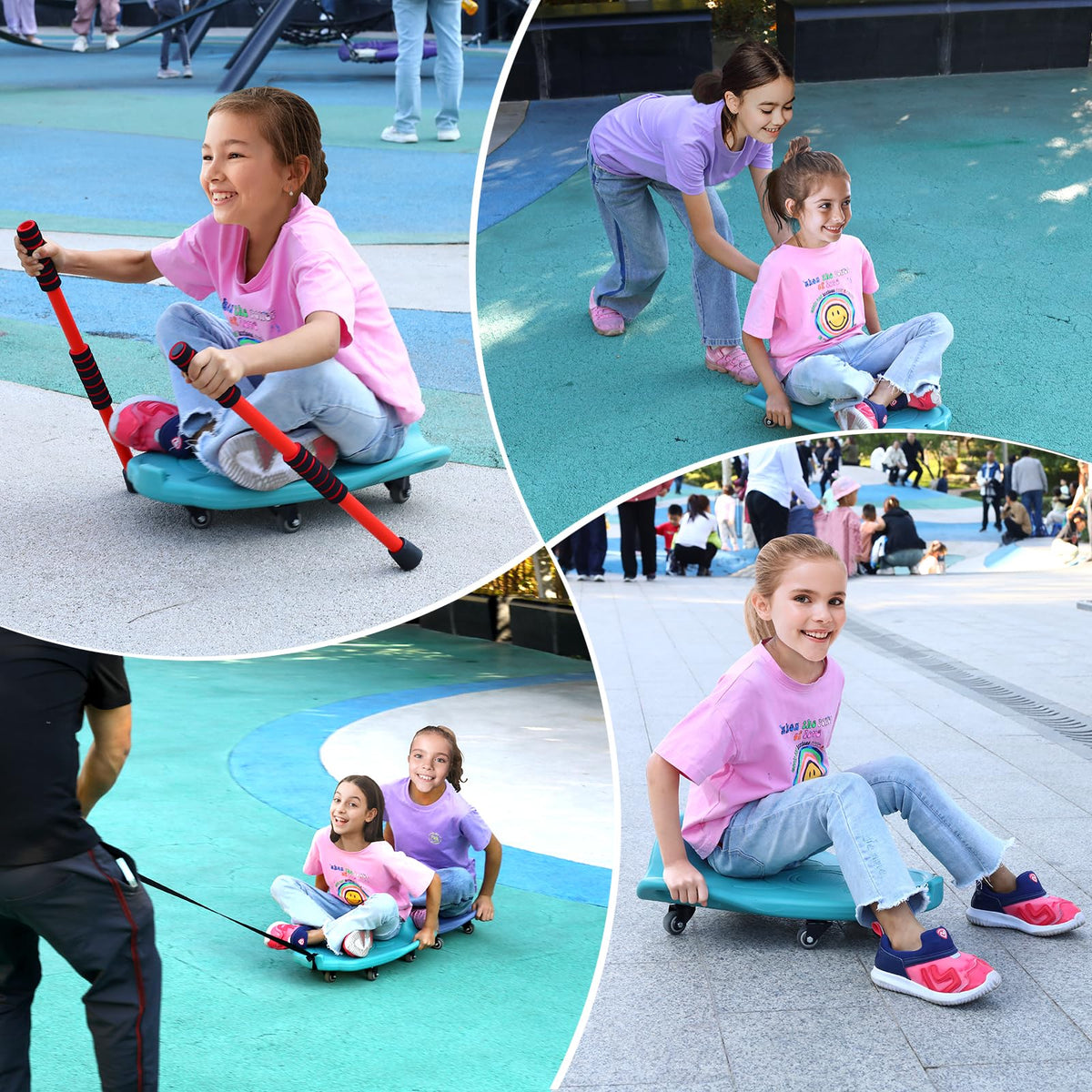 LLYJJKUWL Large Scooter Board with Handles - PE & Sensory Training Equipment