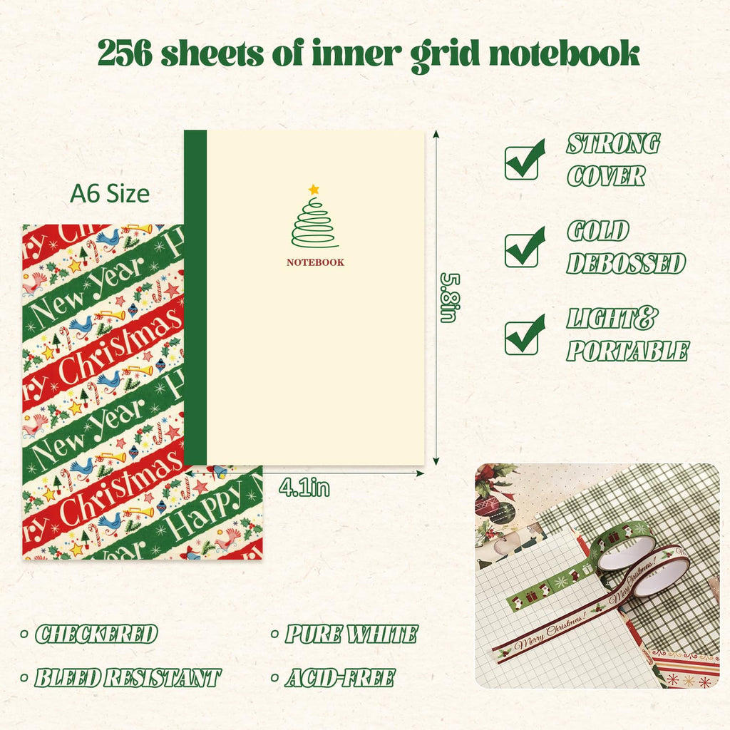emmoolife 348 Pcs Scrapbooking Supplies Kit, Vintage Aesthetic Scrapbook Kit for Bullet Junk Journal, Stationery, A6 Grid Notebook, DIY Journaling Supplies, Birthday Craft Gift for Teen Girl Women