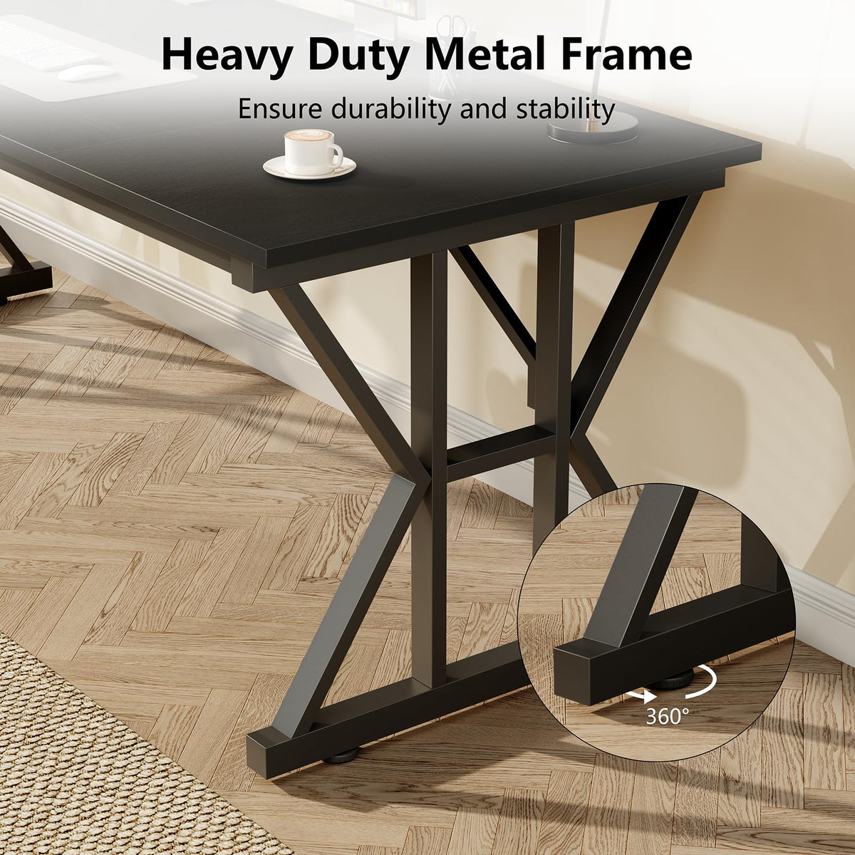 63" Large Computer Desk with Thickened Frame for Home Office, Living Room