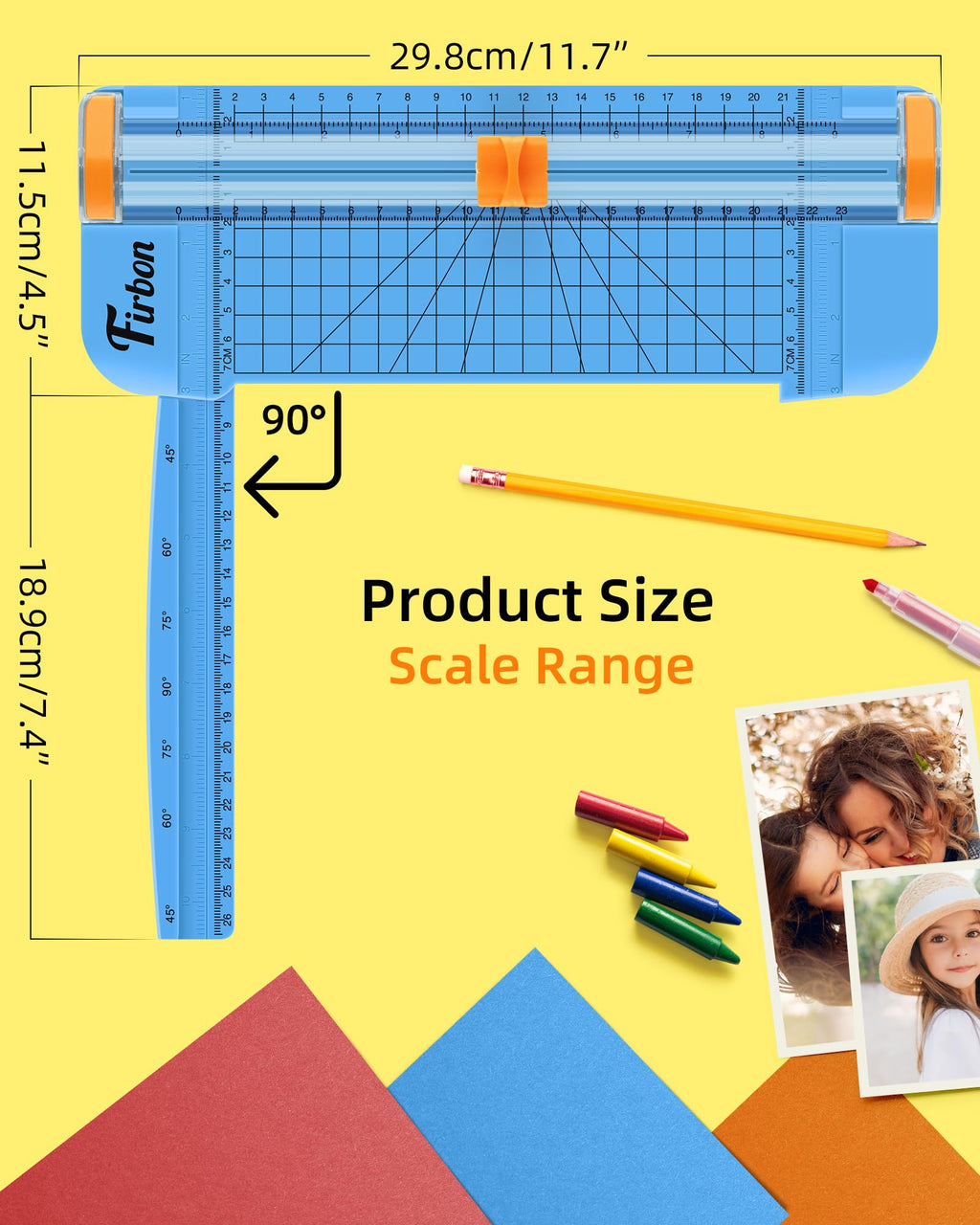 Firbon A5 Paper Cutter, Small Straight Paper Trimmer with Side Ruler