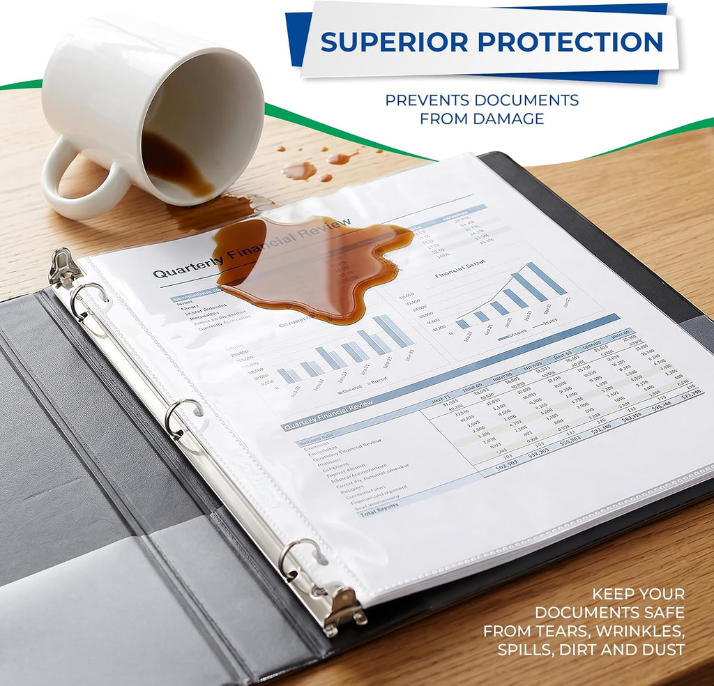 Samsill 200 Pack Heavy Duty Sheet Protectors, Non-Glare, 8.5x11 Inch Page Protectors for 3 Ring Binder, Letter Size Protectors, Reinforced Holes, Non-Glare Protector, Top Loading, Acid Free