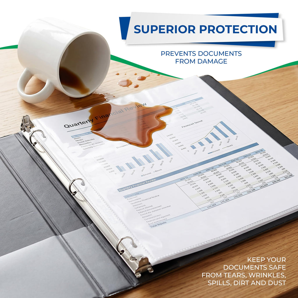 Samsill 200 Pack Heavy Duty Sheet Protectors, Non-Glare, 8.5x11 Inch Page Protectors for 3 Ring Binder, Letter Size Protectors, Reinforced Holes, Non-Glare Protector, Top Loading, Acid Free