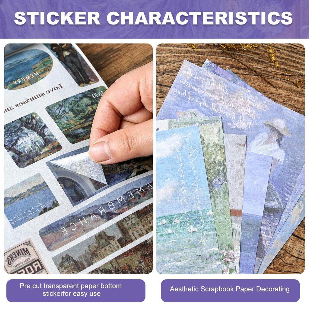 Vintage Ephemera Stickers Scrapbook Sticker Book with 439 Stickers and 20 Scrapbook Papers Sticker Book for journaling