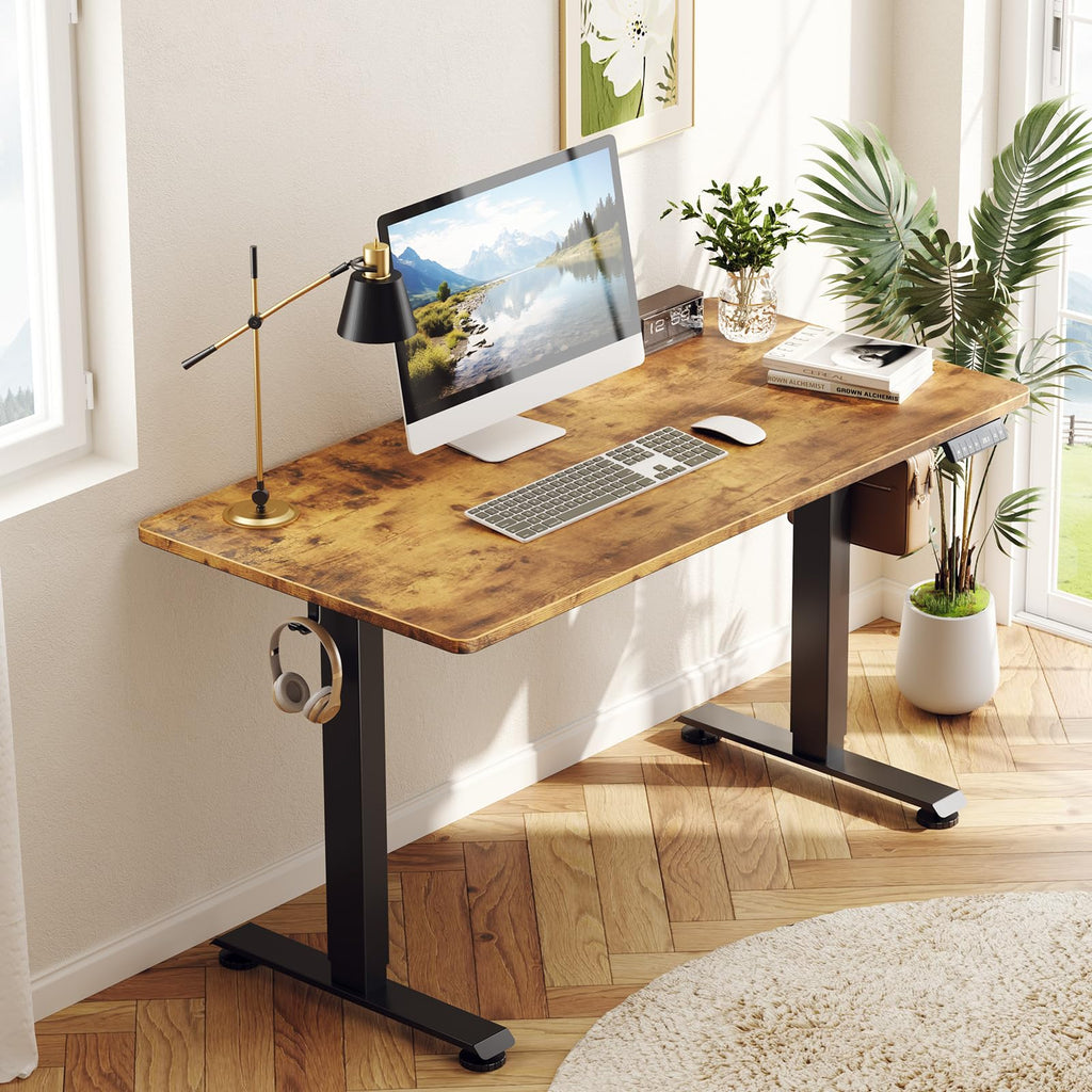 Veken 63"x28" Wider Large Standing Desk, Electric Height Adjustable, Brown