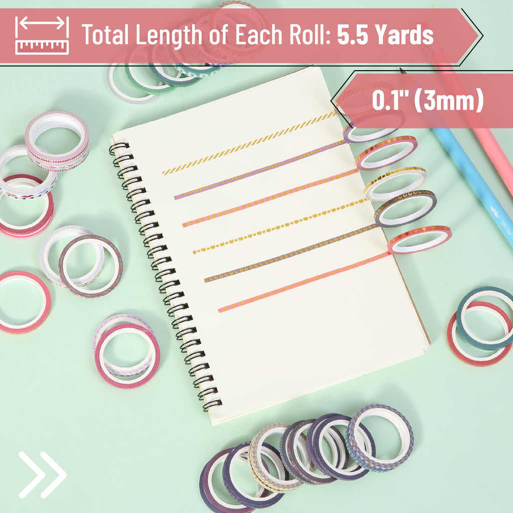 Mr. Pen- Washi Tape Set, 21 Rolls, Assorted Sizes, Floral