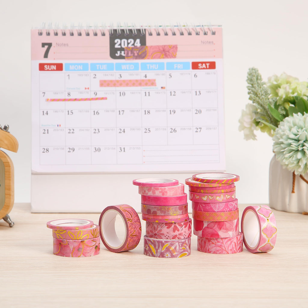 Mr. Pen- Washi Tape Set, 21 Rolls, Assorted Sizes, Floral