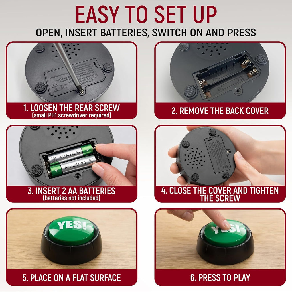 Yes No Maybe Sorry Sound Buttons, Set of 4 Talking Answer Buzzers