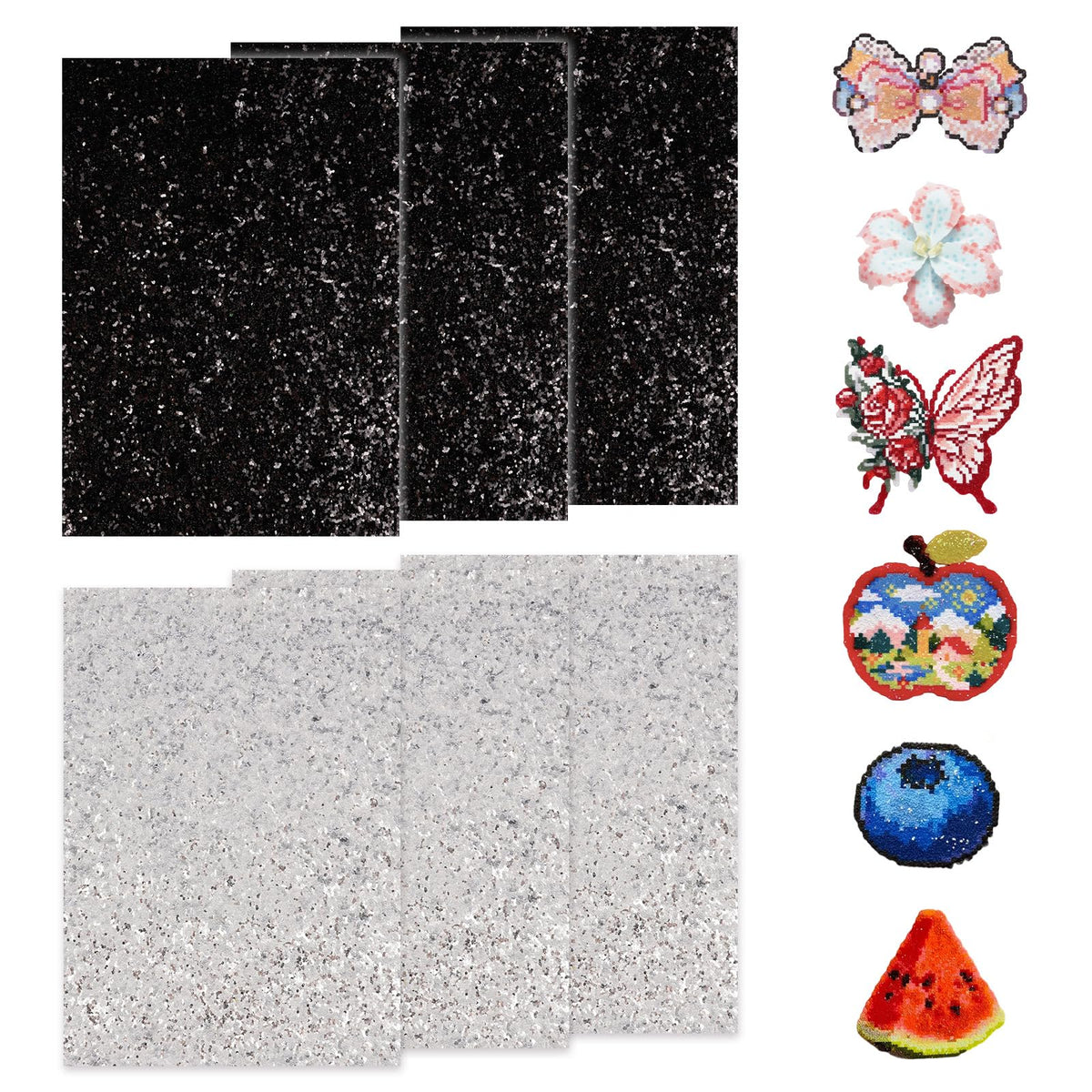 6 Pcs Fuse Beads Glitter Fabric Ironing Paper 7.87"x5.97"