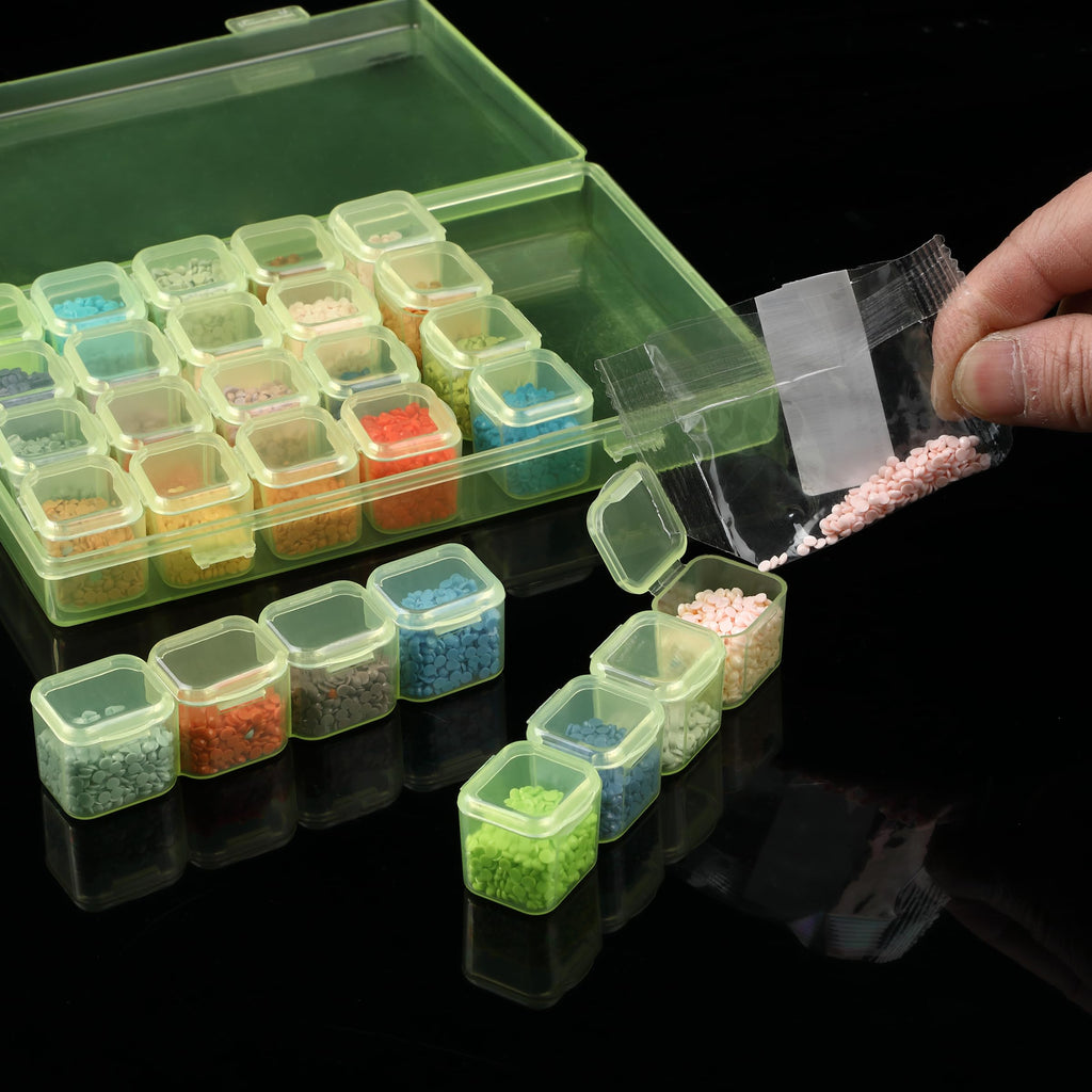 Mr. Pen- Bead Storage Containers, 28 Grids, 2 Pack, Clear White