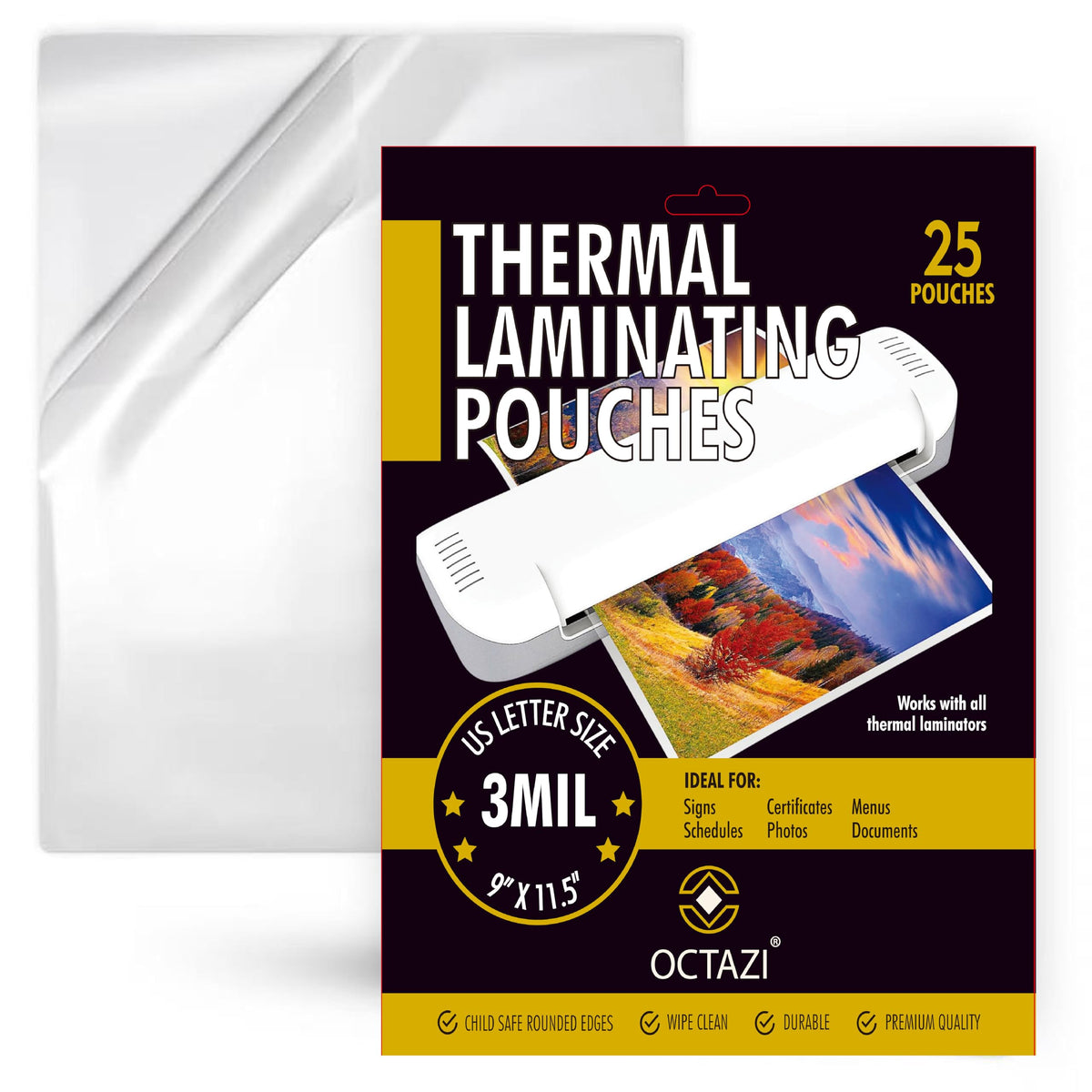 OCTAZI: Letter Size Thermal Laminating Sheets (3 Mil, 100-Count)