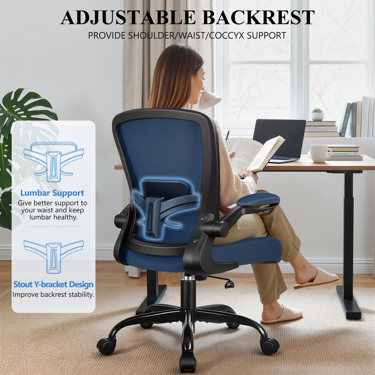 FelixKing Office Chair, Ergonomic Desk Chair Breathable Mesh Chairs Adjustable High Back Lumbar Support Flip-up Armrests, Executive Rolling Swivel Comfy Computer Chairs Home Office Black