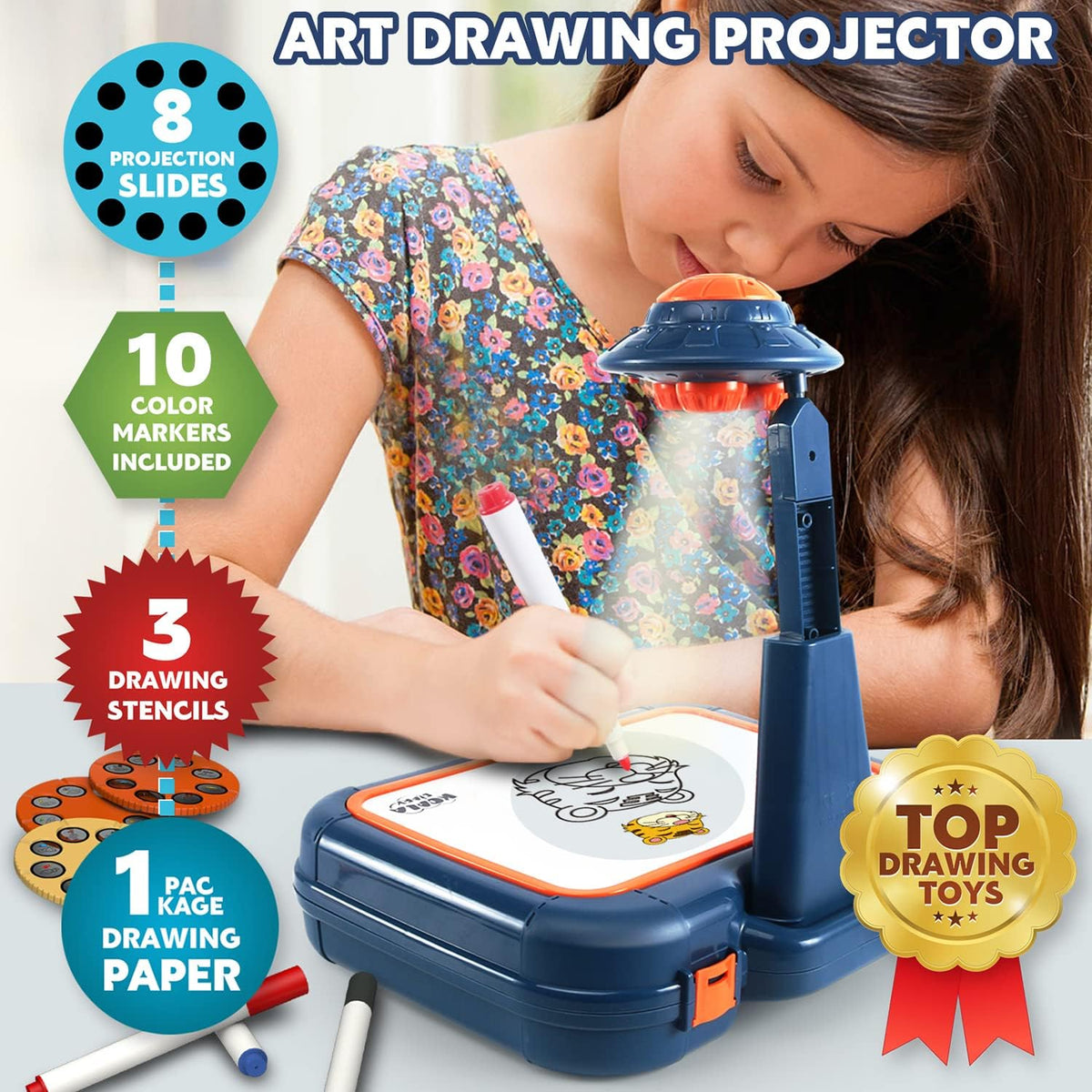 Drawing Projector for Kids Art Sketching Toy Set 64 Images Ages 3-6